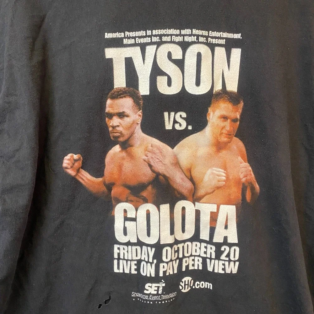 Vintage Mike Tyson vs Andrew Golota T Shirt XL 2000 Boxing PPV Hanes Beefy Tee